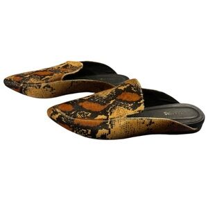 Anthropologie KaAnas Calf Hair Snake Print Pointed Toe Mules Size 9